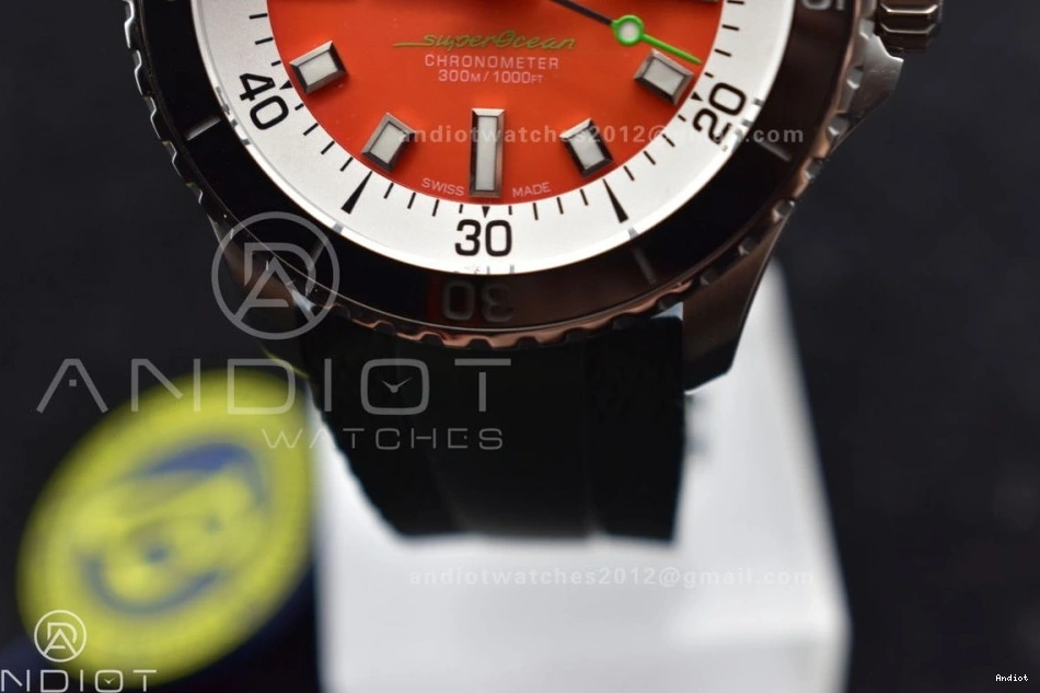 SS Rubber Best A2824 Automatic Dial on Orange Edition 42 Green 1:1 BLSF SuperOcean Strap 1113